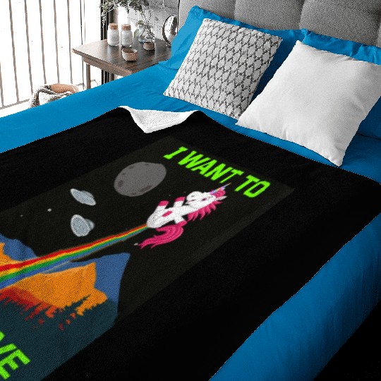 Unicorn "I Want To Believe" UAP Outfit Alien Ufo Baby Blankets