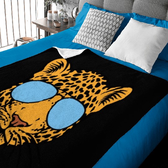 Jaguar with aviator sunglasses and Cuban cigar Baby Blankets