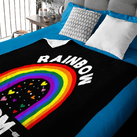 Rainbow Proud Mom Colorful Heart LGBTQ Baby Blankets