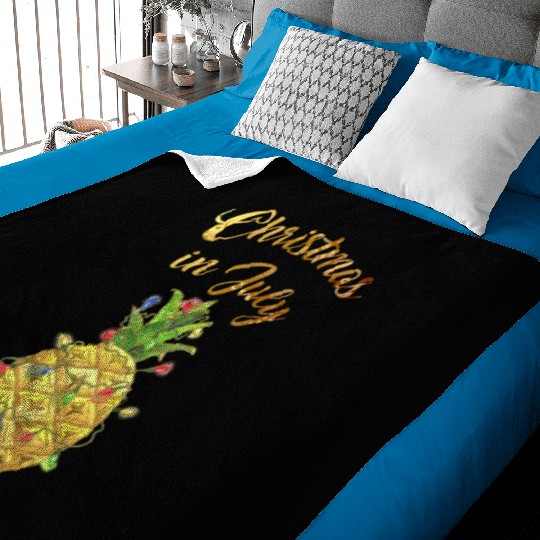 Christmas In July Pineapple Xmas Tree Lights Baby Blankets