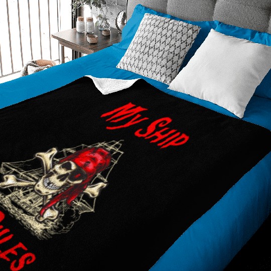 My Ship My Rules Pirates In The Darkest Night Baby Blankets