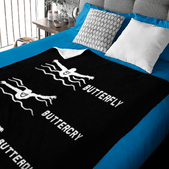 Swimmer Butterfly Swim Swimming Baby Blankets