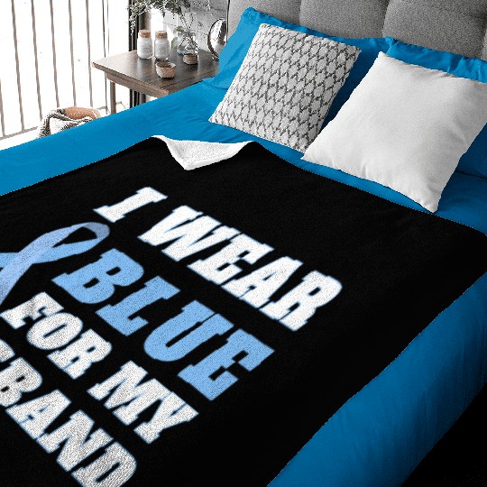 I Wear Blue For My Husband Prostate Cancer Awarene Baby Blankets