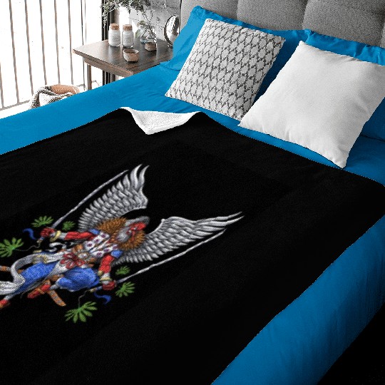 Tengu Japanese Samurai Baby Blankets
