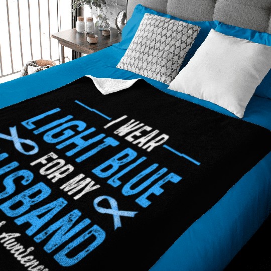 I Wear Blue For My Husband Prostate Cancer Awarene Baby Blankets