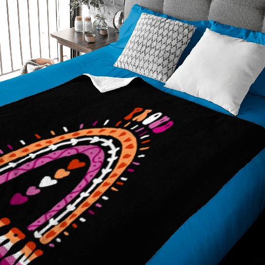 Proud Lesbian Pride Boho Rainbow Baby Blankets