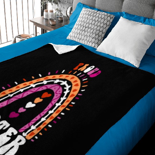 Proud Sister Lesbian Pride Boho Rainbow Baby Blankets