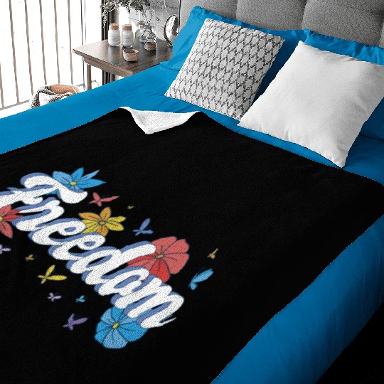 Freedom flowers butterflies liberty design Baby Blankets