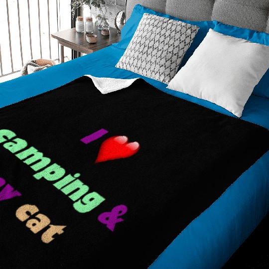 camping and my cat is my best habits Baby Blankets