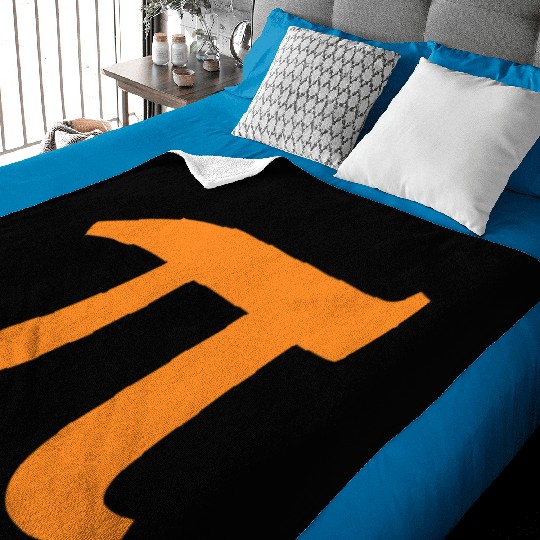 Pi symbol Baby Blankets for pi day 3 14 orange symbol