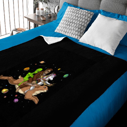 Alien Bigfoot Unicorn Riding Jackalope Baby Blankets