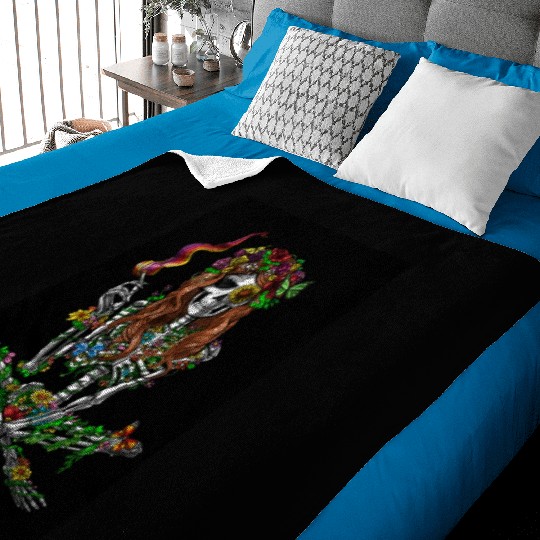 Psychedelic Hippie Skeleton Baby Blankets