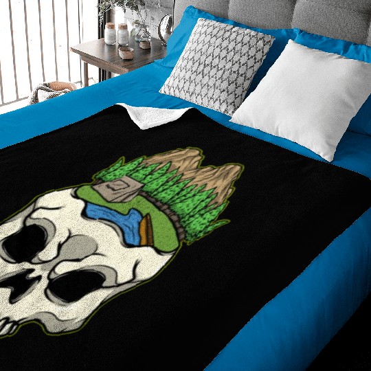 Skeleton Head Camp Campsite Camper Camping Baby Blankets