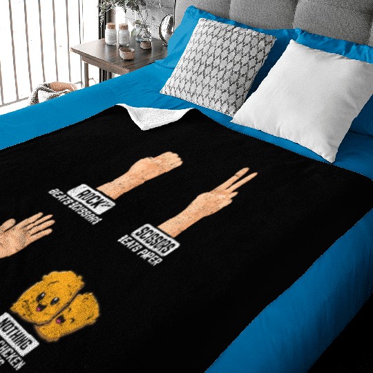 Rock Paper Scissors Nothing Beats Chicken Nuggets Baby Blankets