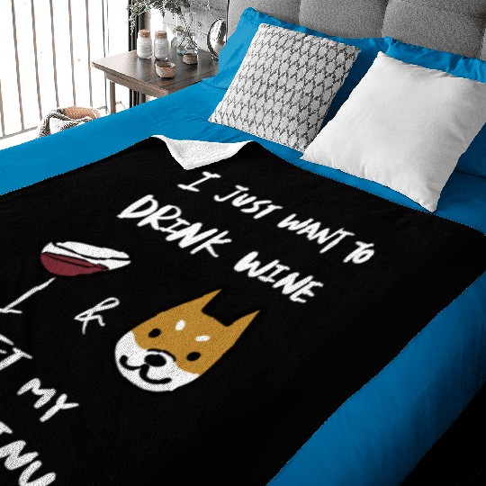Drink Wine And Pet My Shiba Inu Baby Blankets