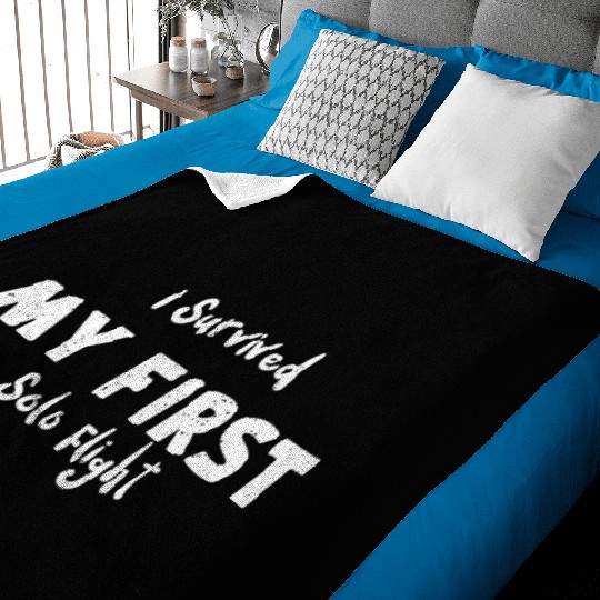 I Survived My First Solo Flight Baby Blankets