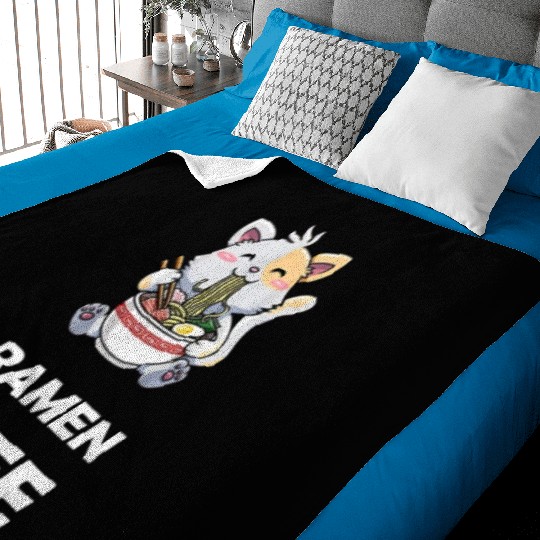 ramen life cat eat Baby Blankets