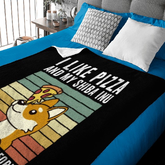 I Like Pizza And My Shiba Inu And Maybe 3 People Baby Blankets