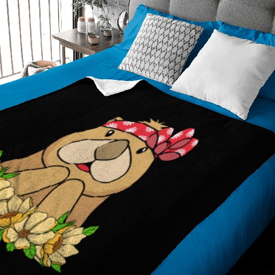 Cute Otter With Flower Sea Otter For Women Baby Blankets