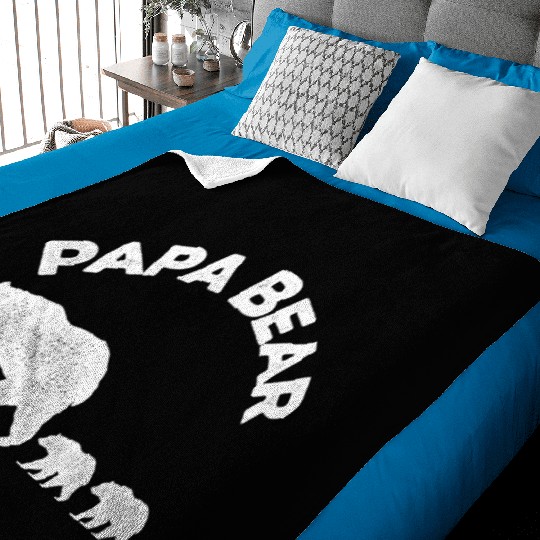Vintage Papa Bear with Two Cubs Daddy Bear Twin Baby Blankets