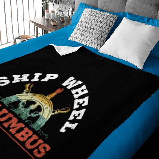 Ship Wheel Columbus Day Christopher Columbus Baby Blankets