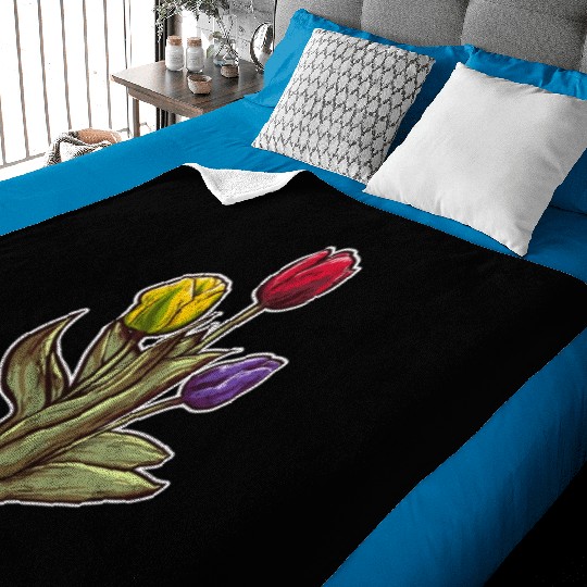 Vintage Tulips Flower Plants Florist Gardening Baby Blankets