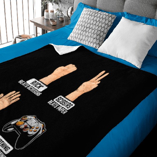 Rock Paper Scissors Nothing Beats Gaming Funny Gam Baby Blankets