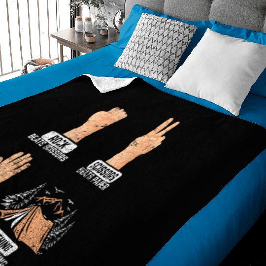 Rock Paper Scissors Nothing Beats Camping Funny Ca Baby Blankets