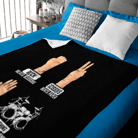 Rock Paper Scissors Nothing Beats Drumming Funny D Baby Blankets