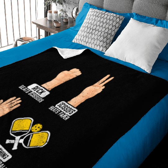 Rock Paper Scissors Nothing Beats Pickleball Playe Baby Blankets