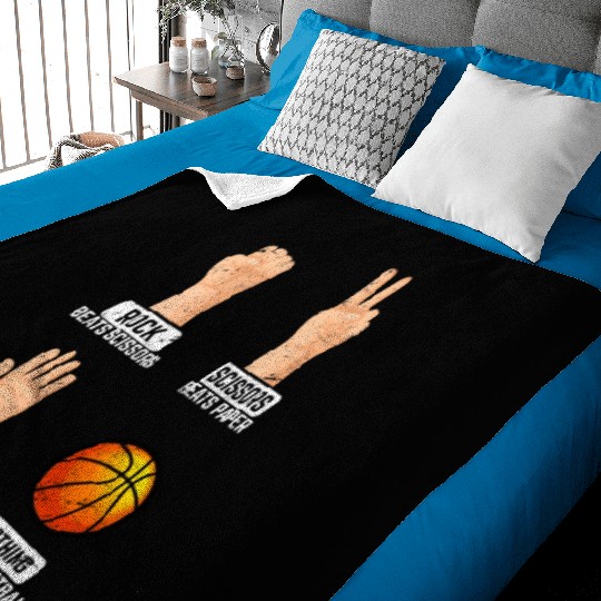 Rock Paper Scissors Nothing Beats Basketball Playe Baby Blankets