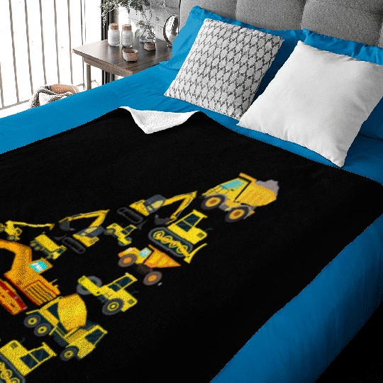 4th Birthday Construction Trucks For 4 Year Old Baby Blankets
