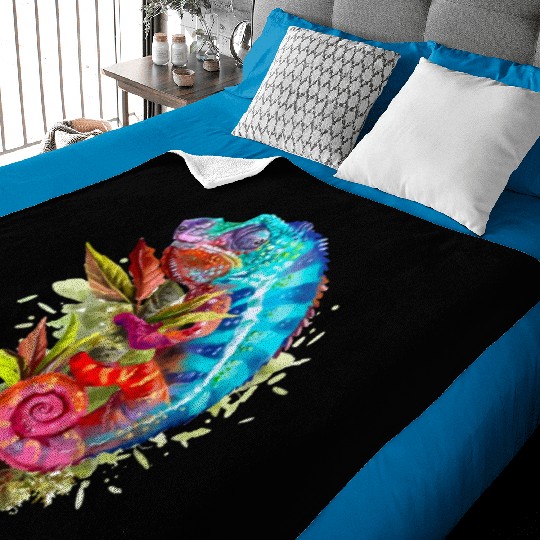 A chameleon is sitting on a branch 11 1 Baby Blankets