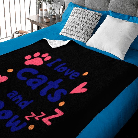 I love cats and Meow Funny Baby Blankets
