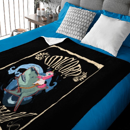 Unicorn Riding Shark Baby Blankets