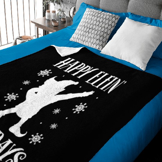 Christmas Happy Elfin Holidays Funny Elf Xmas Gift Baby Blankets