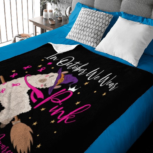 In October We Wear Pink Llama Breast Cancer Baby Blankets