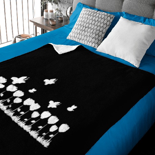 roses line butterfly nature grass Baby Blankets