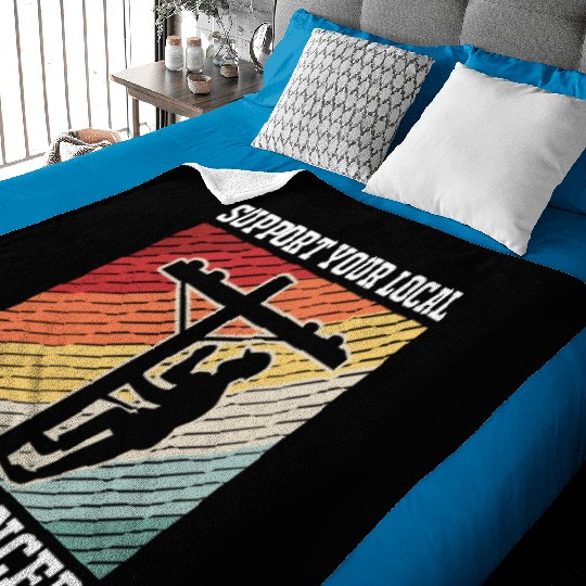 Retro Lineman Support Your Local Pole Dancer Baby Blankets