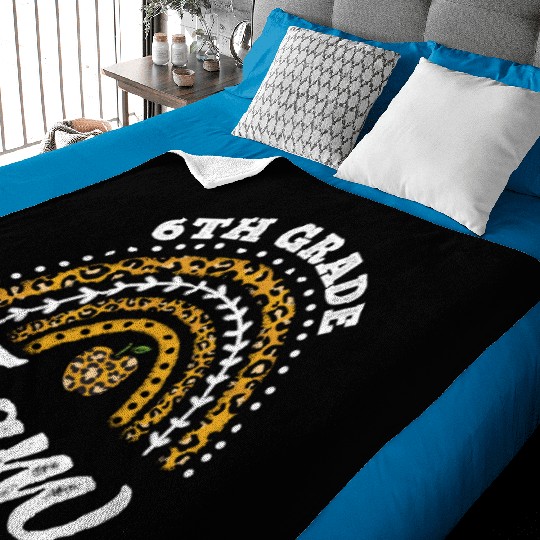 6th Grade Team Leopard Rainbow Back To School Baby Blankets