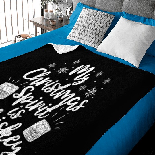 My Christmas Spirit Is Whiskey Funny Holiday Gift Baby Blankets