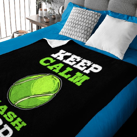 Keep Calm, Smash Hard Tennis Tennis Player Baby Blankets
