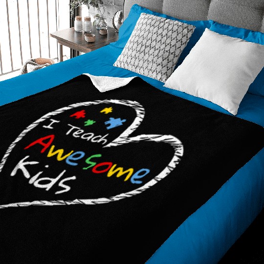 I Teach Awesome Kids Autism Special Ed Teacher Baby Blankets