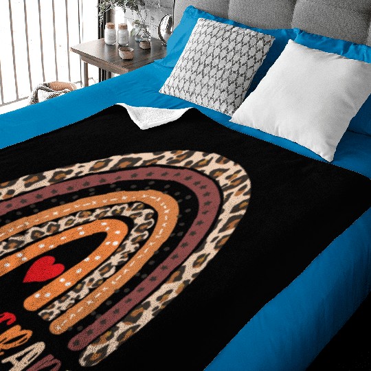 Fourth Grade Teacher Leopard Rainbow Baby Blankets