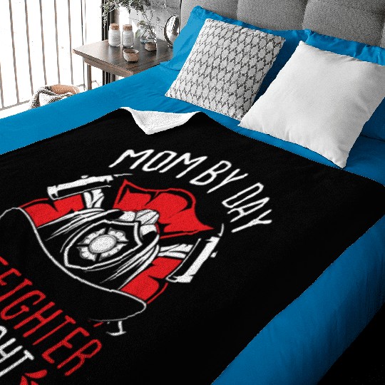 Night Shift Firefighter Mom Mothers Day Firemen Baby Blankets