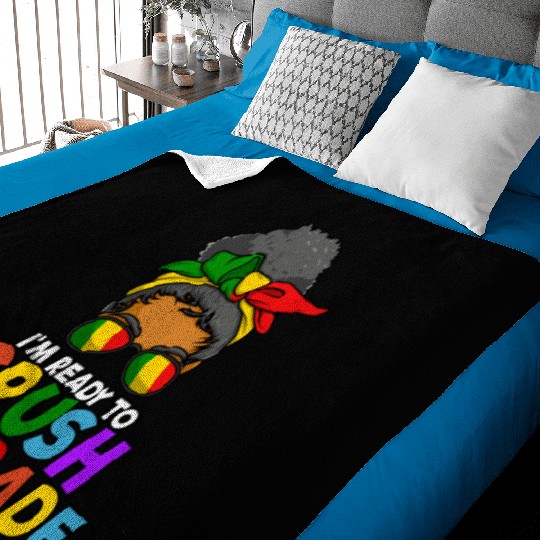 Juneteenth Messy Bun I'm Ready To Crush 1st Grade Baby Blankets