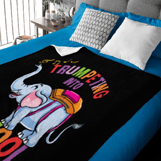 Back To School Elephant Trumpeting Into School Baby Blankets
