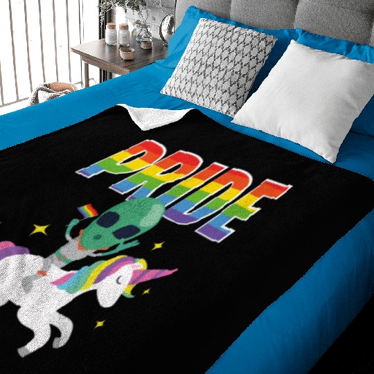 LGBT Gay Lesbian Pride Flag Funny Alien Unicorn Baby Blankets