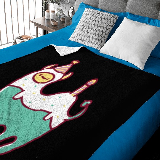 Green Llama Monster Party Baby Blankets