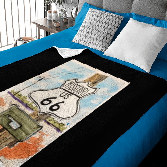 Missouri Route 66 Sign Baby Blankets